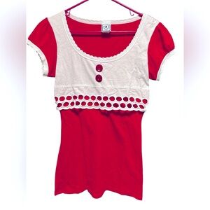 Red and White Women's Top